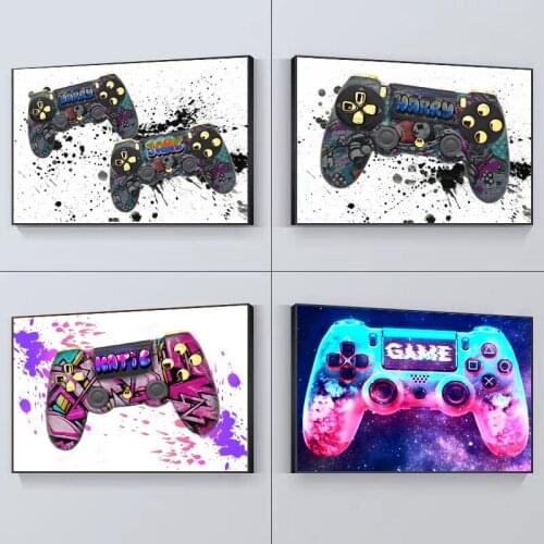 Modern Abstract Graffiti Art Game Controller Posters and Prints Canvas Painting Wall Art Picture for Living Room Home Decoration