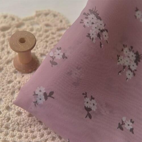 Special Offer Dark Nude Pink White Flower Cluster Chiffon Fabric Summer Jacket Dress Shirt Chinese Clothing Baby Clothing Fabric