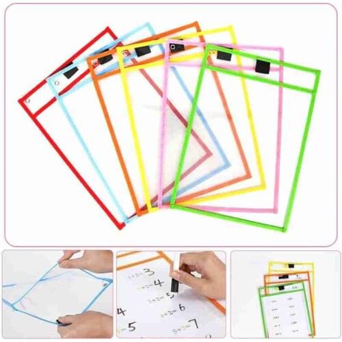 Early Childhood Dry Erase Document Bag Sewn Erasable A4 Transparent Tutorial Bag Multicolor 100% Brand New Quality