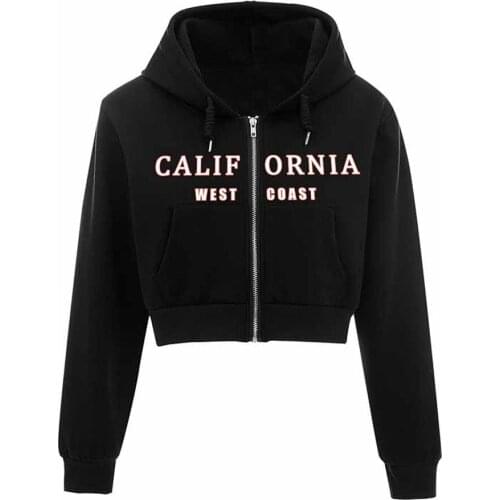 Zipper Crop Top Oversized Sweatshirt Harajuku Hip Hop Hoodie Casual Autumn Streetwear Women Aesthetic Clothes Letter Casual Tops