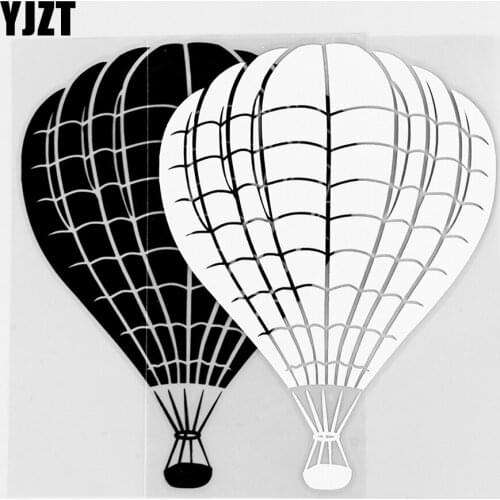 YJZT 12×15.8CM Nice Decoration Hot Air Balloon Beautiful Advanced Vinyl Decal Car Sticker Black / Silver 10A-0558