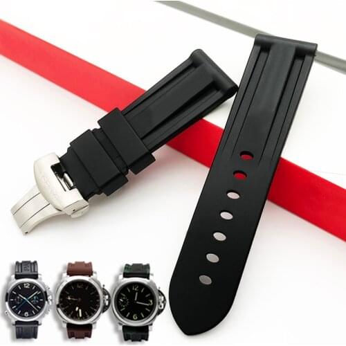 Hight Quality Watchbands For Panerai PAM 111 441 Watch Accessories 22 24mm Silicone Men Watch Bracelet Rubber Watch Band Strap