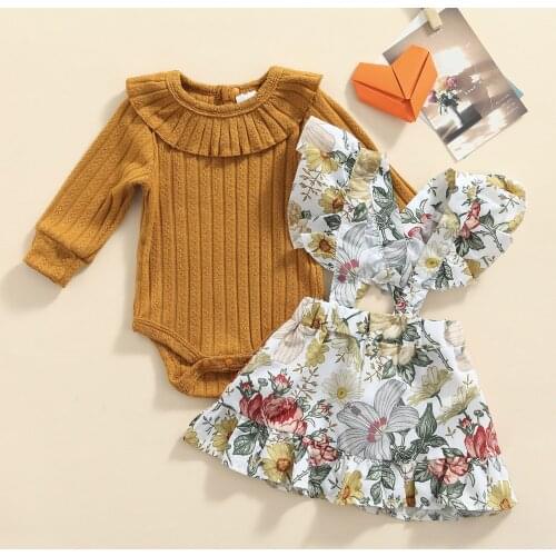 Ma&Baby 0-24M Floral Baby Girl Clothes Set Newborn Infant Girls Ruffles Romper Skirts Flower Print Outfits Autumn Spring DD88
