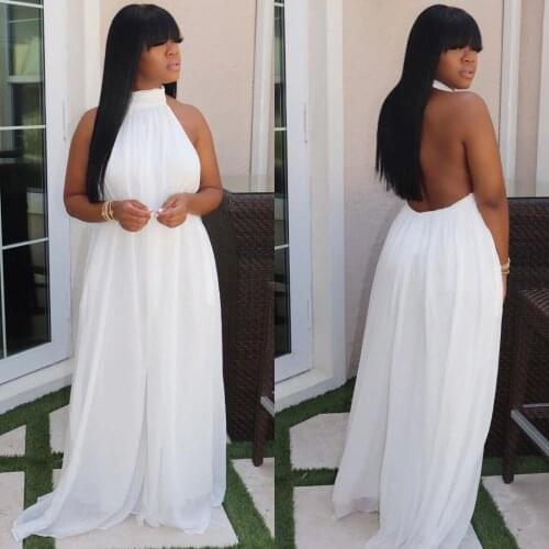 ANJAMANOR Mesh Jumpsuit Plus Size Sexy Women Clothing Party Club Outfits Summer 2020 Halter Top Backless Loose Romper D13-EH49