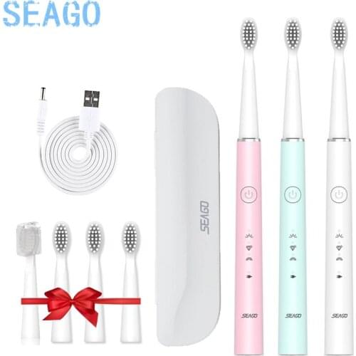 Seago Sonic Electric Toothbrush 2 Mins Smart Remind Rechargeable IPX7 Waterproof Tooth Brush for Adult Teens Kid SG548