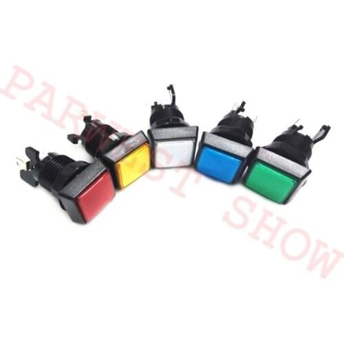 10PCS Arcade Push Button 32*32mm bevel edge square illuminated buttons 12V LED Buttons with Mircoswitch for game accessories