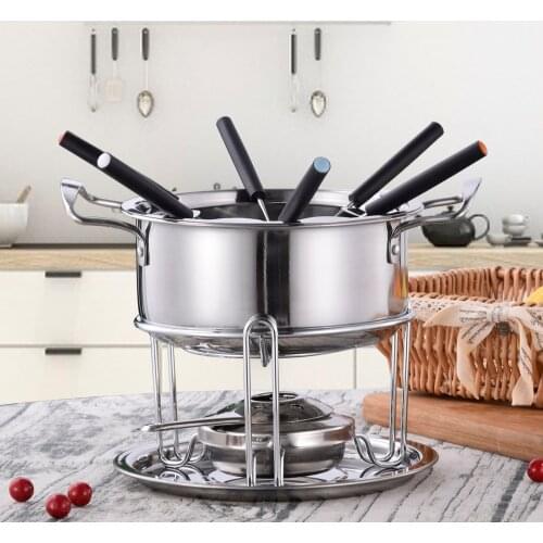 10Pcs Set High Quality Stainless Steel Melting Furnace Ice Cream Melting Pot Cheese Fondue Kitchen Accessories