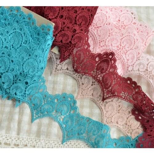 2 Meters Water Soluble Lace Ribbon 5cm BurgundyPink Lace Trims Apparel Sewing Garment DIY Accessories Handmade Lace Trimming 5cm