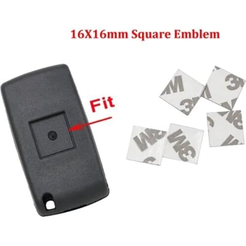 20PCS/lot 16X16mm Car Key Shell Square Emblem Symbol Sticker Logo For/Peugeot 206 207 307 308 Citroen C2 C3 remote car keys