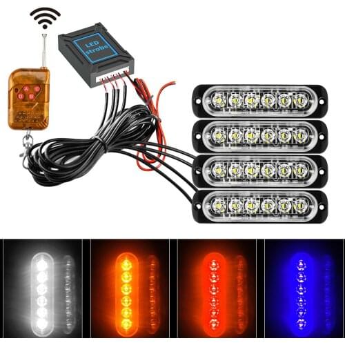 4 in 1 24LED Car Strobe Truck Strobe Light Amber Lights Stroboscopes Strobe Light Help Flash Light Car LED 12V Trailer Lights