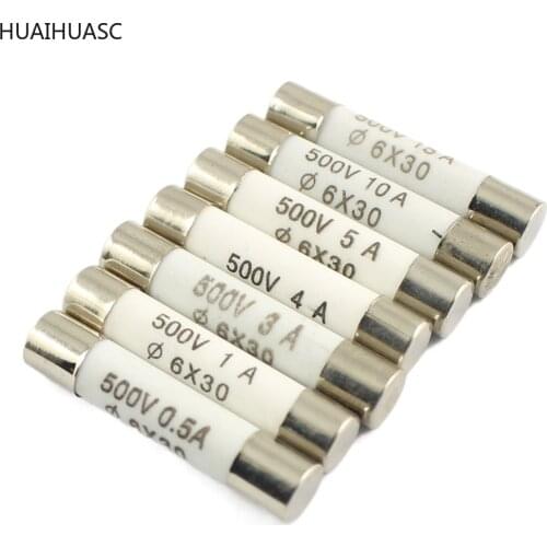 5pcs Ceramic Fuse 6x30mm 500V 500mA 0.5A 1A 2A 3A 4A 5A 10A 15A Quick Fast Blow BS1362 6*30mm RO58 High Pressure smelt To break