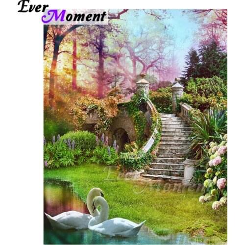 Ever Moment Diamond Painting Cross Stitch Sunshine Stair Grass Swan Landscape Square Drill 5D DIY Diamond Embroidery ASF1700