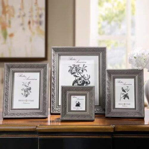 3/6/7/10 Inch Decorative Pattern Retro Wood Photo Frame Living Room Ornaments