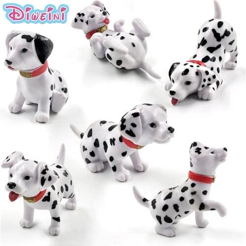 6pc Puppy Dalmatian Spot Dog Cartoon Animal Model Action Figure Garden Decoration Figurine Educational Gift For Kids Hot Toy Set