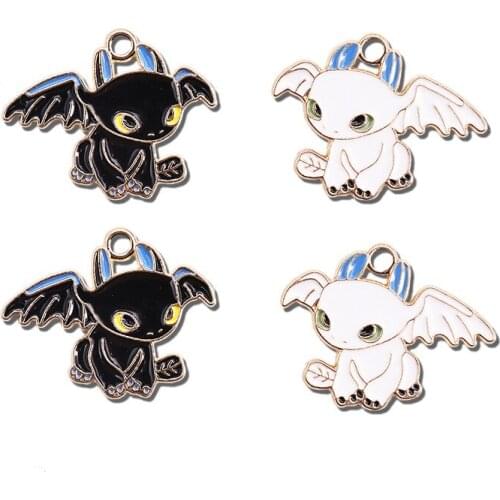 20pcs/lot 21x26 mm enamel black and white elf charm for jewelry making fashion earring penant charm necklace bracelet charms