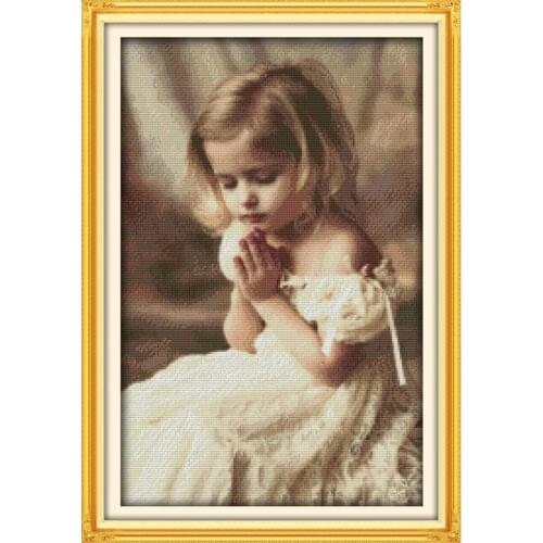 Everlasting Love Christmas The Pray Girl Ecological Cotton Chinese Cross Stitch Kits Counted Stamped 14CT New Sales Promotion