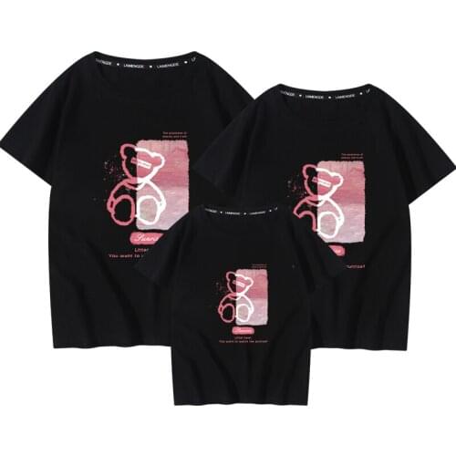 Fashion Bear Matching Family T Shirt Summer Good Quality Men Large Size Top Tee Shirt Mother Son Matching Outfits Happy Family T