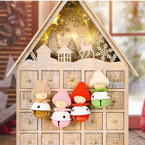 Exquisite Hanging Decor Bright-colored Wood Cute Doll Shape Eye-catching Festive Bell Ornament Merry Christmas Decoration
