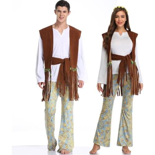 Halloween Costume Adult Couple Costume Indian Tribal Princess costume hip hop fringe costume halloween costumes for men adult