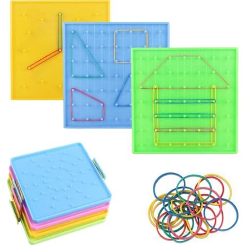 16x16cm Double Sided Geoboard Nails Peg Board Elastic Bands Kids Teaching Aids