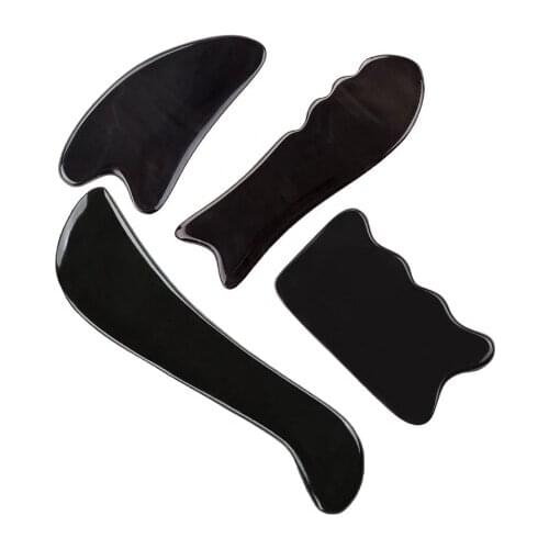 Black Buffalo Horn Scraping Massage Plate Natural Horn Guasha Board Body Massager Acupoint Pressure Massage Therapy Tool