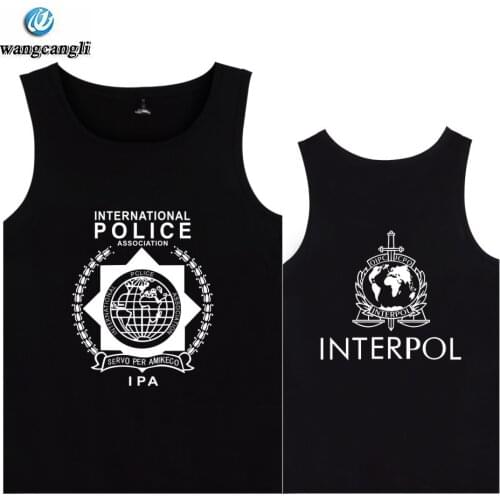 INTERPOL International Police Fitness Tank Top Men fashion bodybuilding Sleeveless shirt Casual Tank Tops Plus Size summer Vest