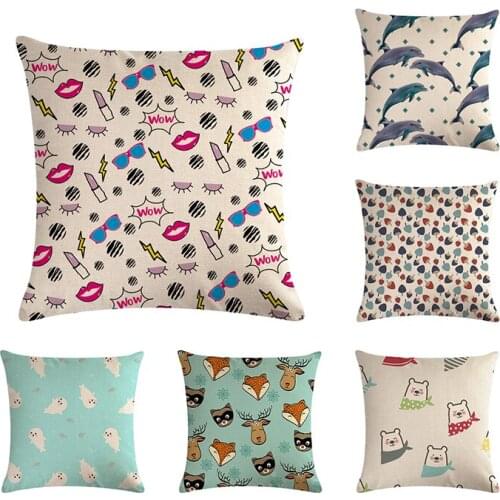 Cartoon Animal Geometric Pattern Pillow Cover Home Decor Cushions Cover Decorative Throw Pillow Pillowcase ZY653