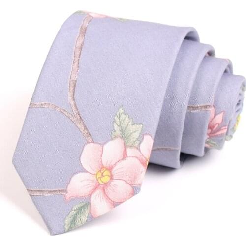 2020 New Design Floral Print Tie 7CM Cotton Ties For Men Business Suit Work Necktie Male Fashion Casual Neck Tie With Gift Box