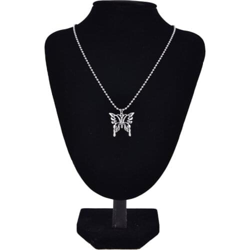 Sexy Butterfly Pendant Necklace Stainless Steel Goth Fashion Jewelry Men Women Necklace Punk Commemorate Costume Jewelry