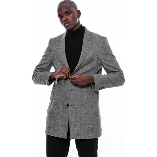 Peak Lapel Grey Short Coat