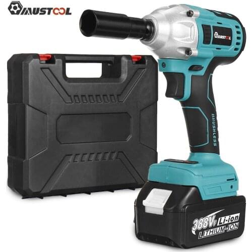 MUSTOOL 800N.m Torque Brushless Electric Impact Wrench Rechargeable 1/2 Sokect Cordless Screwdriver for Makita 18V Battery