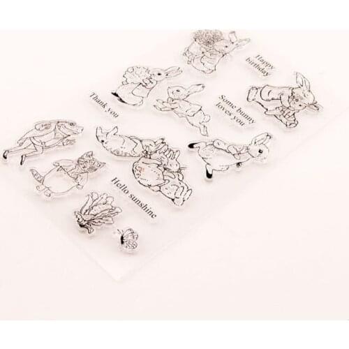 Thank You Bunny Silicone Clear Seal Stamp DIY Scrapbooking Embossing Photo Album R7RC