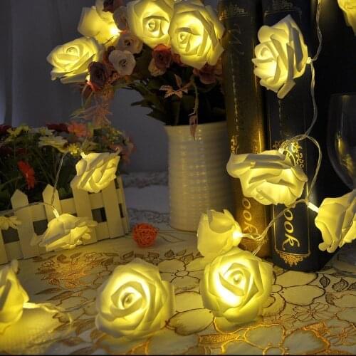 Battery Operated 1.2M 3M 6M LED Rose Flower Garland Christmas Holiday String Lights for Valentine Wedding Party Decoration