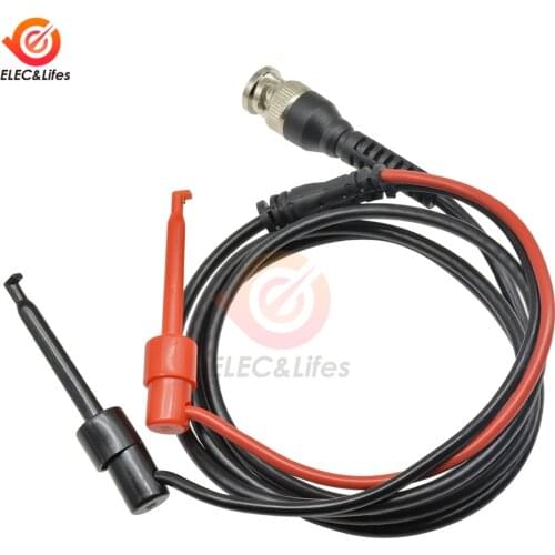 P1007 BNC Male Plug Q9 to Dual Hook Clip Oscilloscope Test Probe Cable Leads 120CM with Two Mini Probes Ended 500V 5A Test Hook