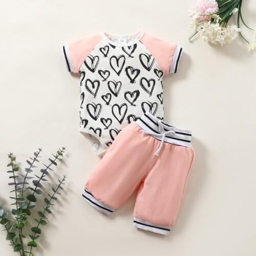 Top And Top Fashion Cute Infant Newborn Baby Girl Clothes Short Sleeves Striped Pants 2pcs Outfit Cotton Baby Tracksuit Set