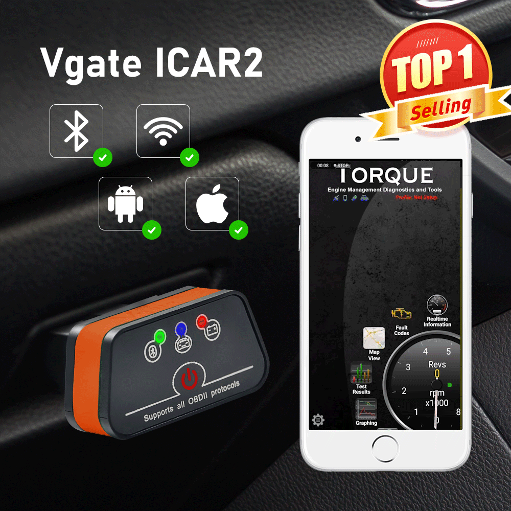 Vgate iCar2 obd2 scanner ELM327 BT elm 327 V2.1 obd 2 wifi icar 2 auto diagnostic tool for android/PC/IOS code reader