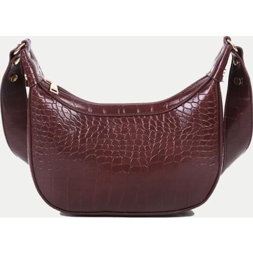 Vintage Armpit Handbags Alligator Pattern Shoulder Bags for Women PU Leather Fashion Hobos Baguette Bag Female Crossbody Pack