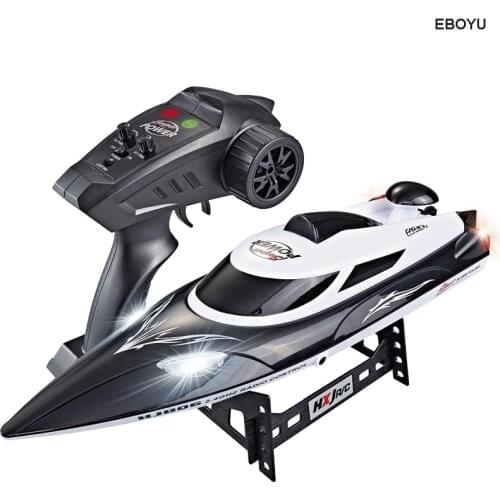 HongXunJie HJ806 2.4G 4CH 180 Flip Waterproof 35Km/h High Speed Racing RC Boat w/ Colorful LED Lights RC Speedboat Kids Gift Toy