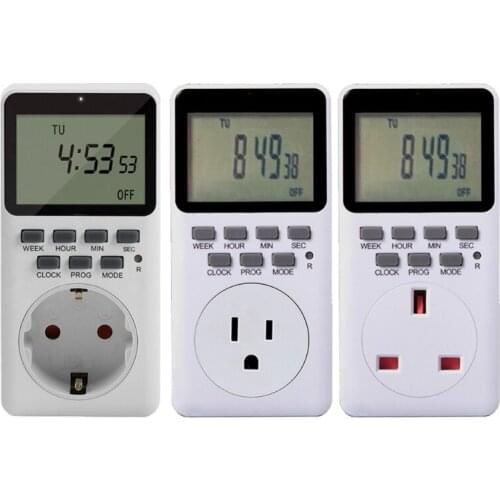 Outlet Timer, Digital Programmable Timer,Heavy Duty Smart Indoor Timer for Electric Outlets EU US UK Plug Wall Timer Swi