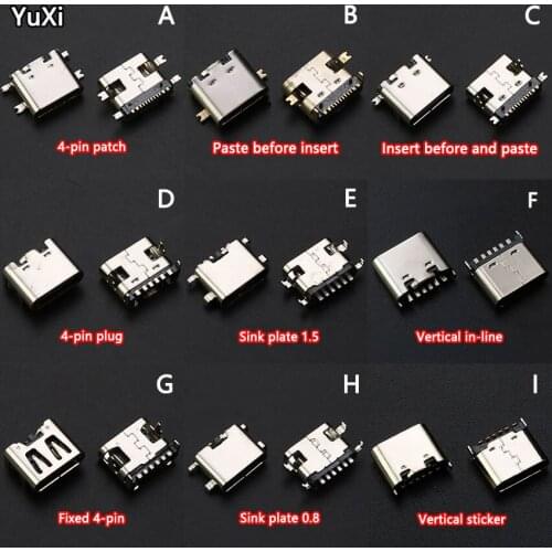 YUXI 10Pcs USB3.1 Type C Connector jack Charging Dock port Plug Type-C Socket Female jack For Xiaomi Huawei Samsung SONY