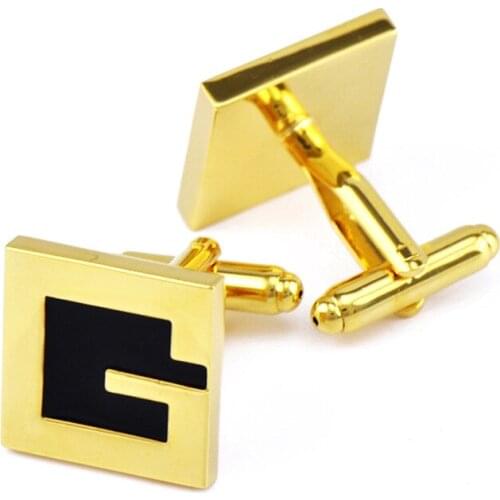 Pure Brass Laser Laser G Letter Cufflinks for Mens original Enamel Cufflink Shirt Button Wedding Bridegroom Jewelry Z038