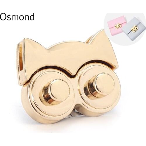 Osmond 3D Cute Owl Bag Lock Metal Bag Accessories Buckle Twist Turn Lock Snap Clasps Closure for Purse Handbag Lovely Alloy Lock