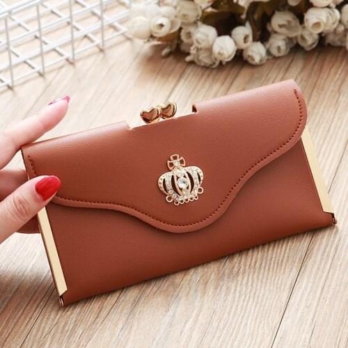 Ladies Wallet Long Fashion Style Crown Flap Clutch Multifunctional Women Buckle Wallet Large Capacity Card Holder Dinner bag