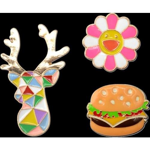 1 1Set/3 Pcs New Sheep Hand Brooch Cute Enamel Pins and Brooches for Women Collar Hamburgers Brosh Letter for Girls Jewelry