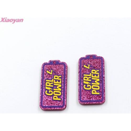 10pcs) AC1877-Acrylic Girl power For Earrings Party DIY Glitter UV Rainbow Heart Jewelry Accessories