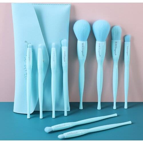 10pcs/set Candy Colors Makeup Brushes With Storage Bag Professional Soft Eye Makeup Tools Lip Loose Powder Foundation Brush