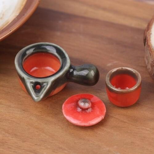 2pcs/Set Dollhouse Miniature Teapot Cup Dining Ware Porcelain Tea Set Dish Cup Dollhouse Furniture Miniature