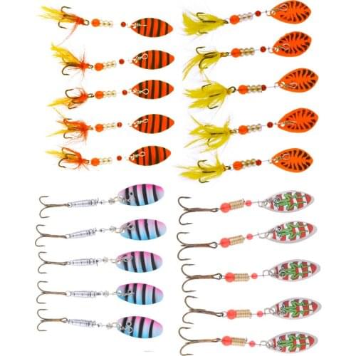 5Pcs Spinnerbait Bass Trout Salmon Hard Metal Baits with Sharp Treble Hook Fishing Lures