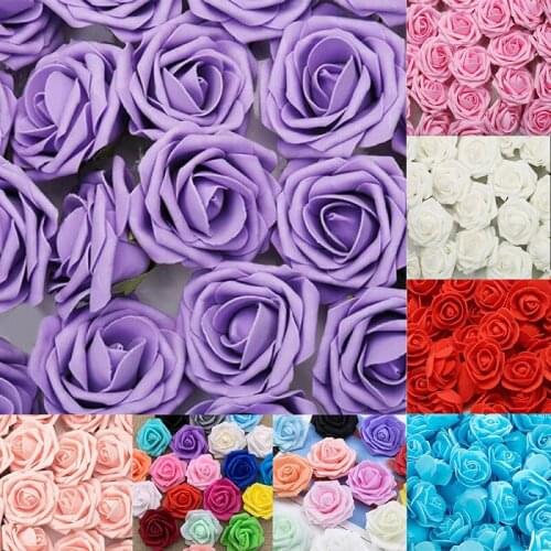 50pcs 6-7cm Mini Artificial Rose Flower Heads for Wedding Party Home Decoration DIY Accessories Fake Flowers Bouquet Craft