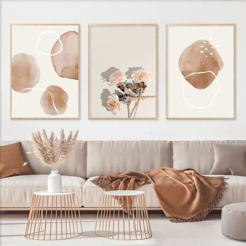 Boho Abstract Geometric Poster Dried Flowers Plants Art Gallery Canvas Paintings Wall Print Picture Living Room Home Decor